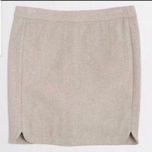 J Crew Beige Shirttail Scallop Wool Mini Skirt, 2